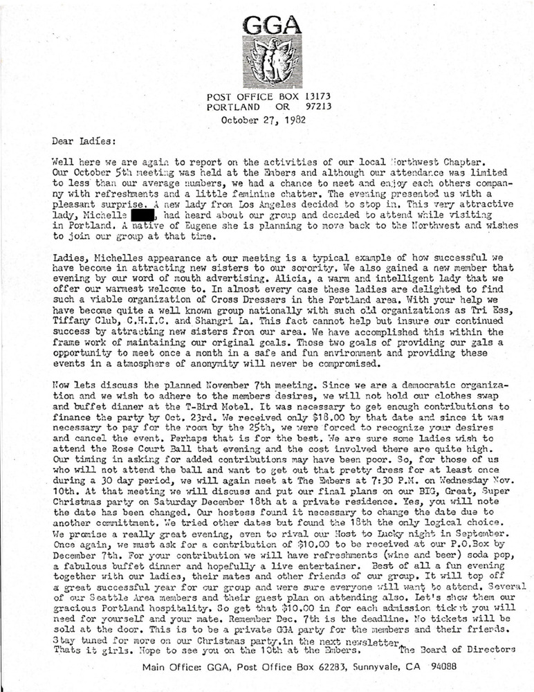 Download the full-sized PDF of Gateway Gender Alliance Newsletter (October, 1982)