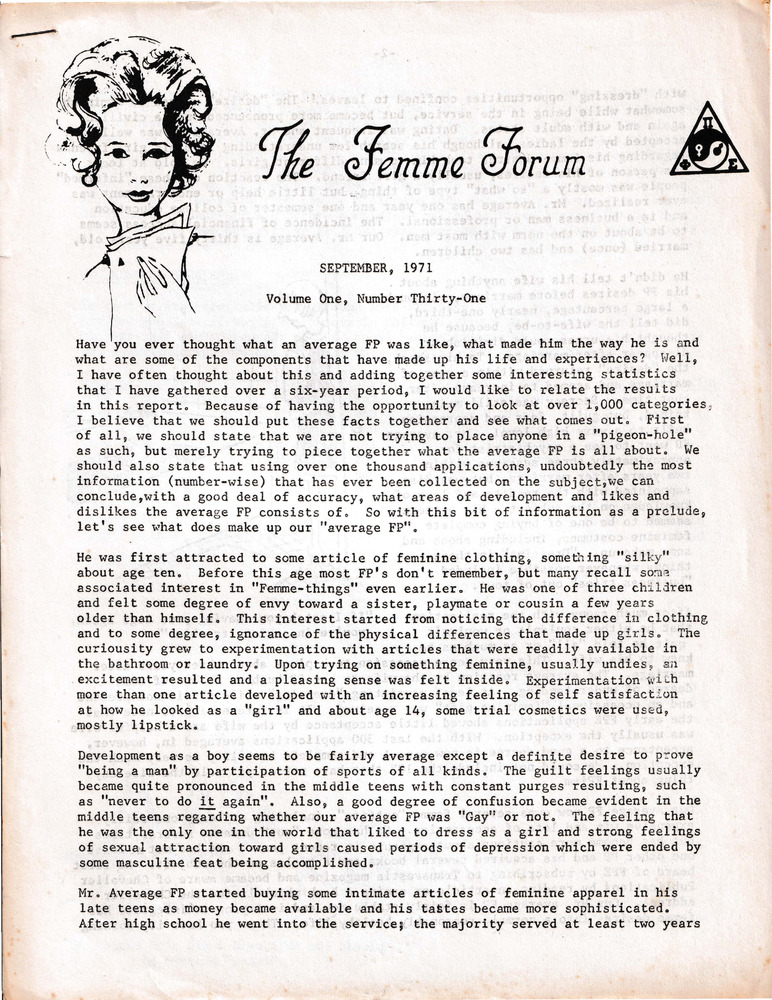 Download the full-sized PDF of The Femme Forum, Vol. 1 No. 31 (September, 1971)