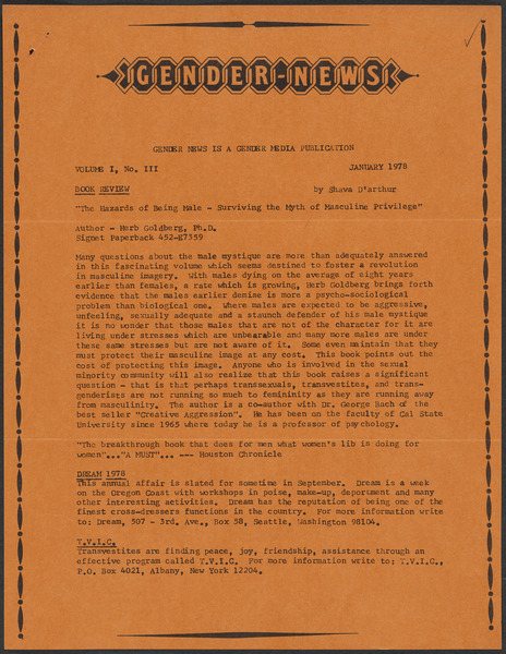Download the full-sized image of Gender News Vol. 1, Number 3